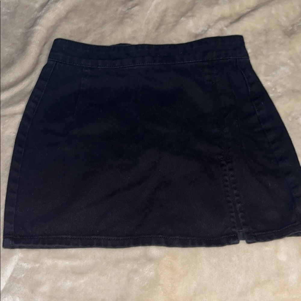 Lioness Black Denim Mini Skirt